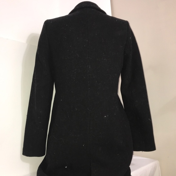 Zara Black Classic Wool Buttoned Long Trench Coat - Picture 8 of 16